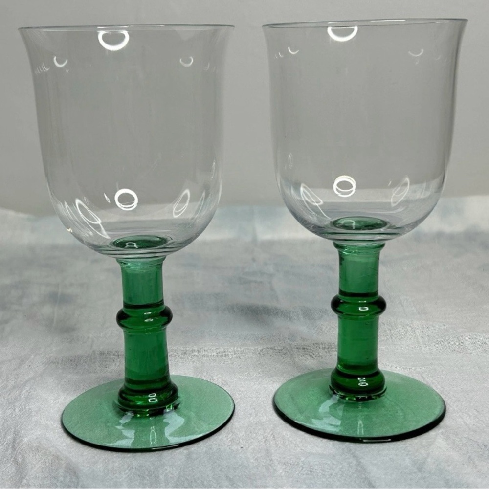 Fredericia Green Water Goblets by DANSK - Discontinued Set of 2